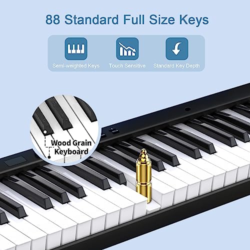 White 88 Key Folding Electric Piano with Bluetooth MIDI D498