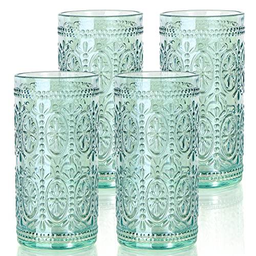 Pink Glassware set of 4, 10oz Heavy Duty Glass Cups C5075