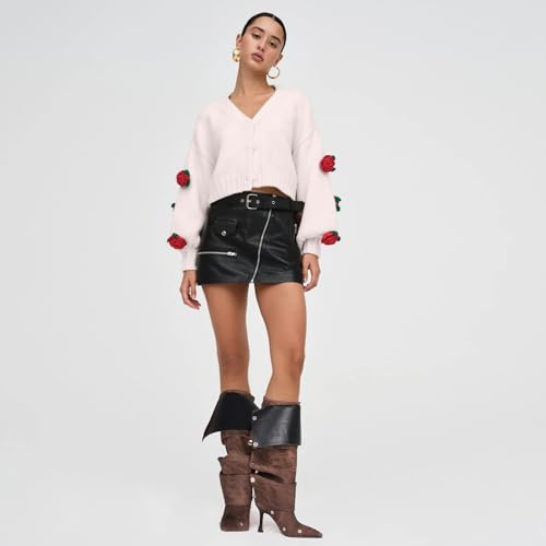 Black Knee High Stiletto Pointed Toe High Heels Wide Calf Ruched Slouchy Boots Y729