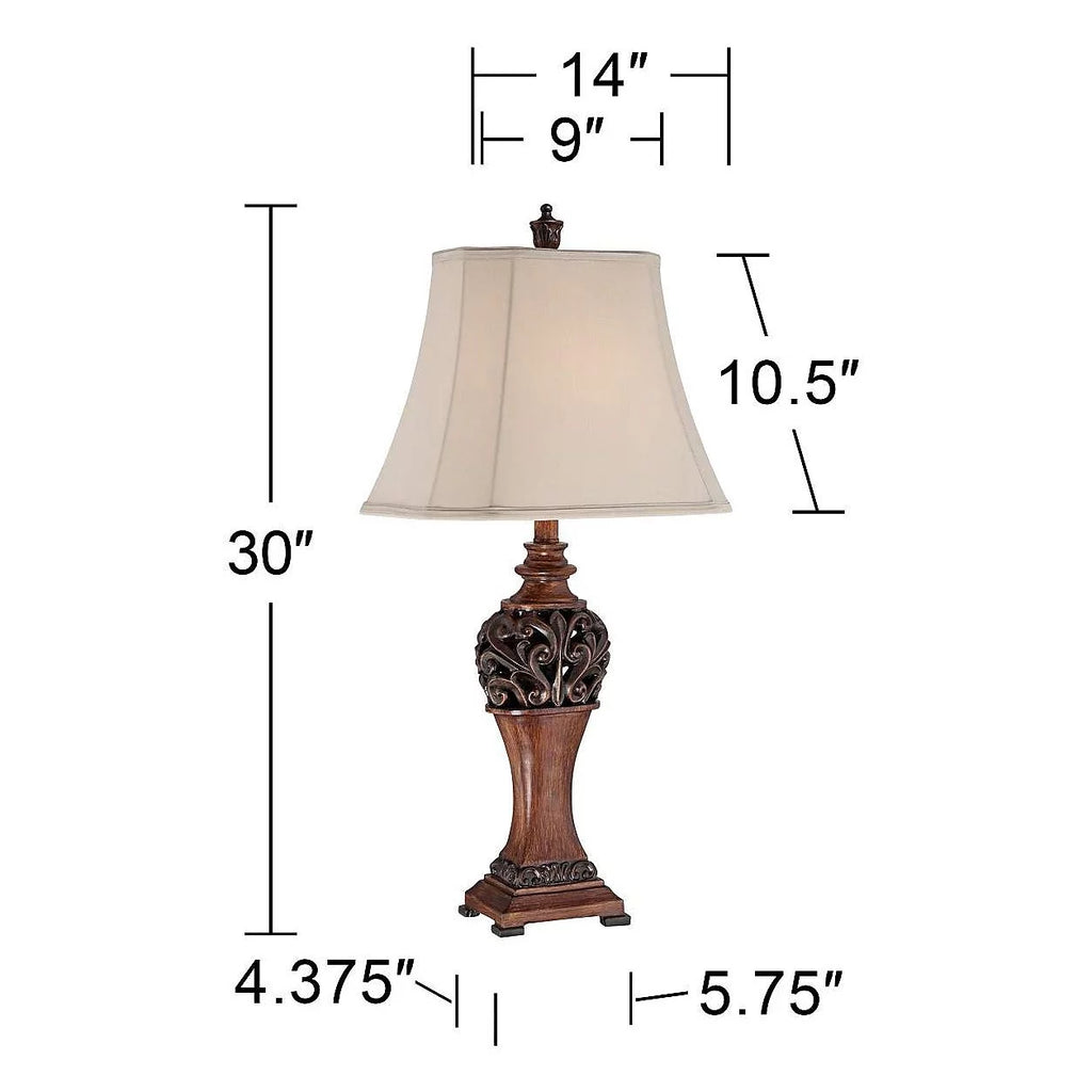 Set of 2 Bronze Cream Table Lamps R903