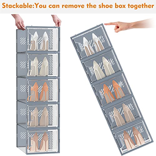 12 Pack Clear Plastic Stackable Shoe Storage Boxes C2311