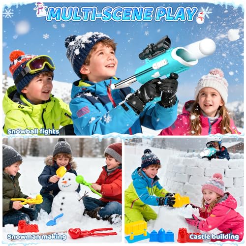 Snowball Maker Kit with Snowball Blaster Launcher, 3 Duck Shaped Clips, Molds, Snow Shovel, Carry Bag O911