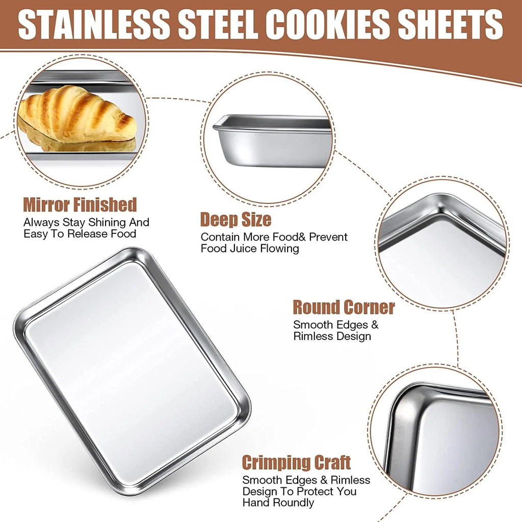 2 Piece Stainless Steel Baking Sheet, 10 x 8 x 1 inch N6570
