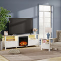 White 70 inch Wood Electric Fireplace TV Stand M454430