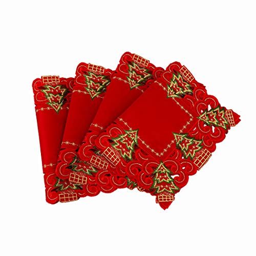 Embroidered Christmas Holly Tree Table Runner, Rectangular 16 x 72 Inch U175234