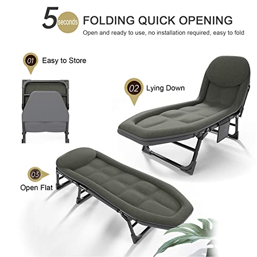 3 in 1 Folding Camping Cot Bed, 5 Positions Adjustable Patio Chaise Lounge Chair U952