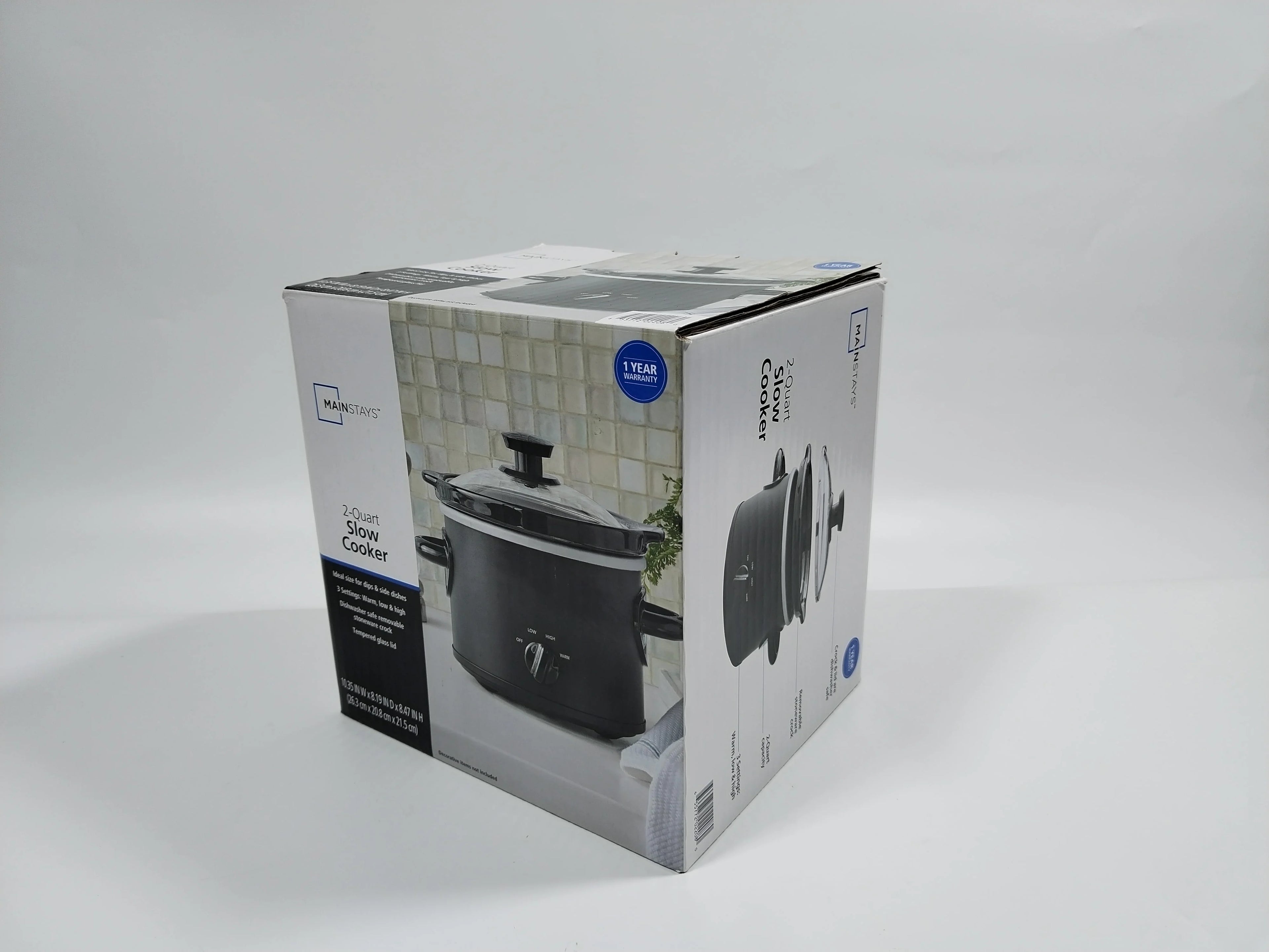 2 QT Matte Black Slow Cooker with Removeable Stoneware Pot B1159