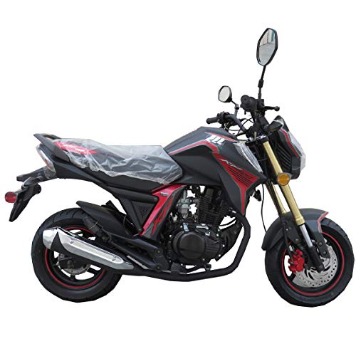 150cc Gas Motorcycle Moped Scooter Street Motorcycle Bike（Black/Red） R111002