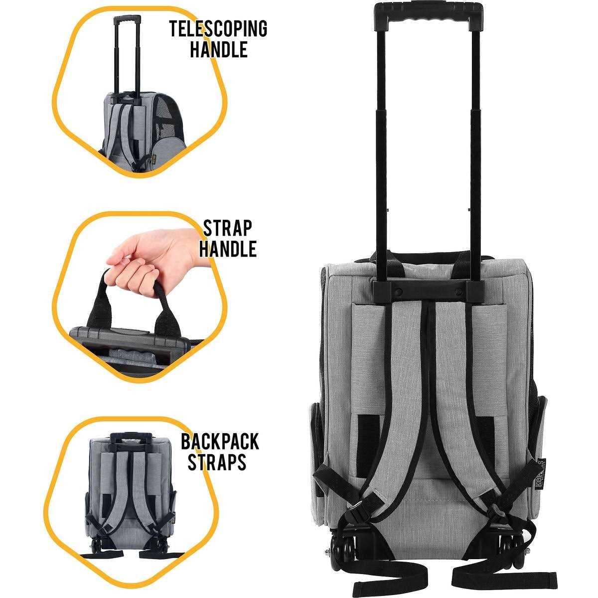 Deluxe Backpack Pet Travel Carrier with Double Wheels O740594