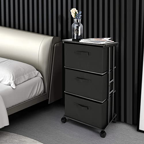 Grey Fabric Dresser with 3 Drawers and Wood Top E144992