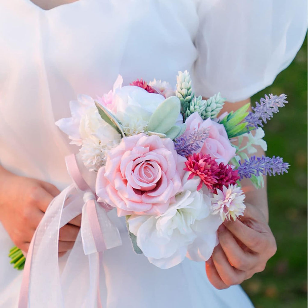 8.7 Inch Artificial Silk Rose Bridal Bouquet F57292