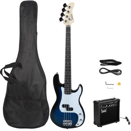 Blue Right-Hand Bass Guitar Kit with Amplifier Y419