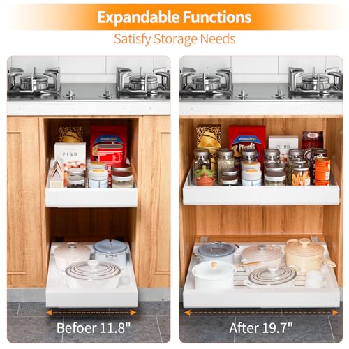 Black 19.7" W x 17.1" D x 2.4" H Pull Out Cabinet Organizer G1074