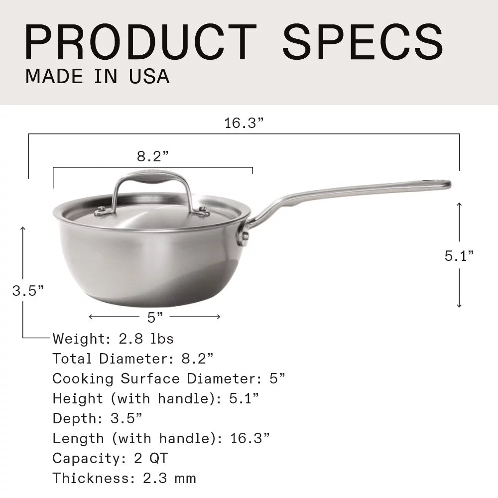 2 Quart Stainless Steel Saucier Pan P131