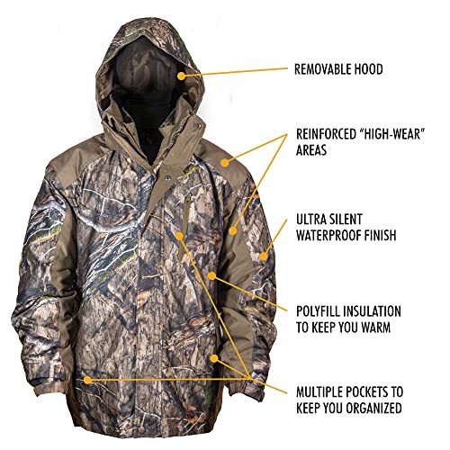 Men’s 3-in-1 Insulated Camo Hunting Parka, Waterproof, Removable Hood U615