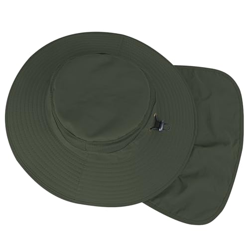 UPF 50+ Breathable Wide Brim Bucket Hat with Neck Flap X1210