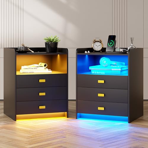 White Nightstand with 3 Drawers and USB Ports X6810