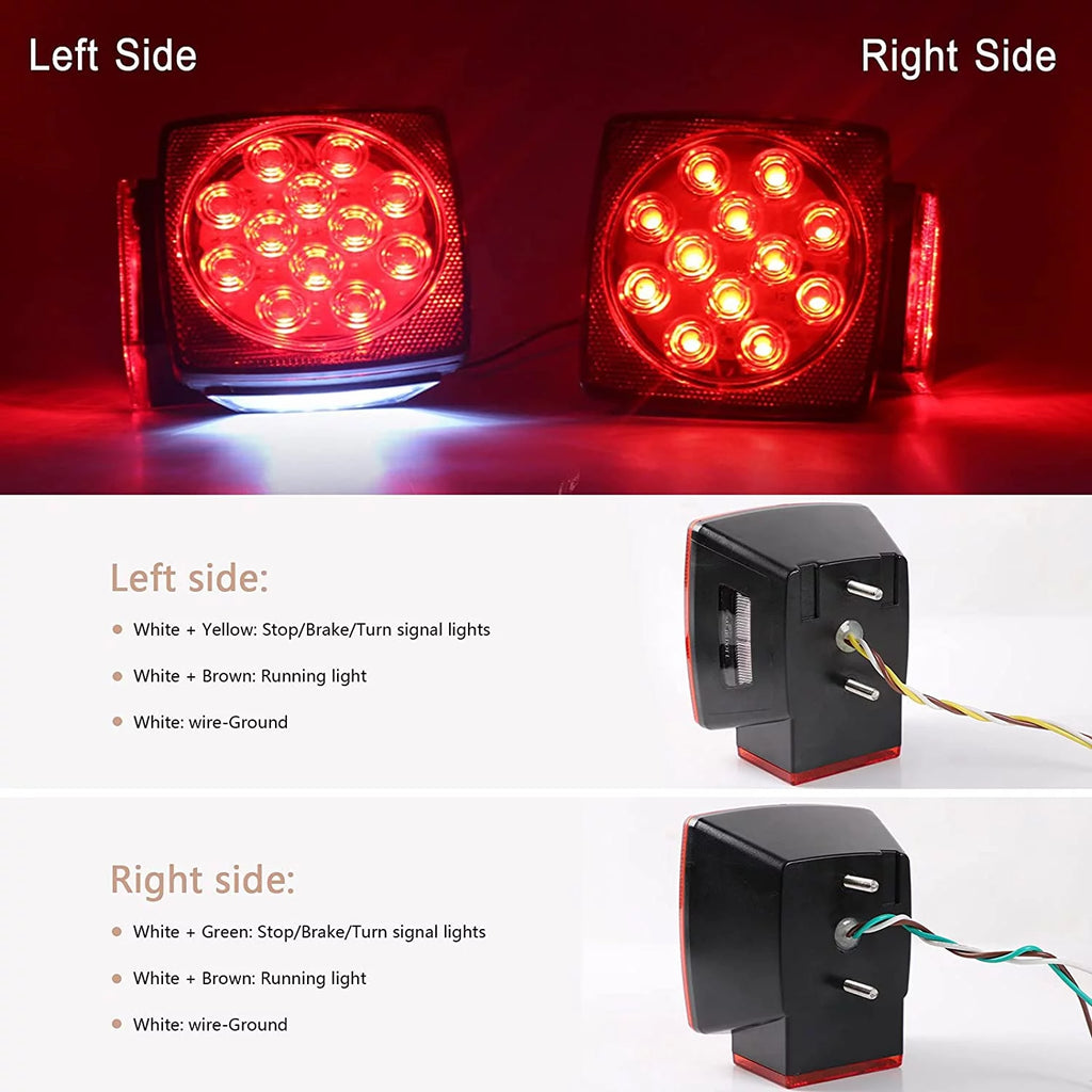 Trailer Lights Kit LED 12V Waterproof Tail Light Set Red K1998