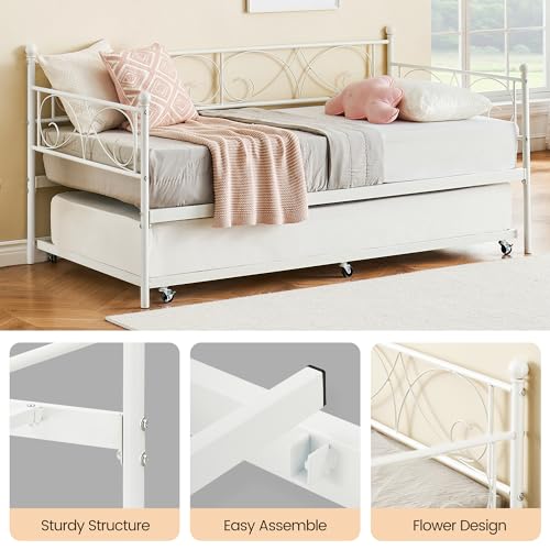 Black Metal Platform Sofa Bed Frame with Metal Slats, Metal Headboard and Footboard Z6633