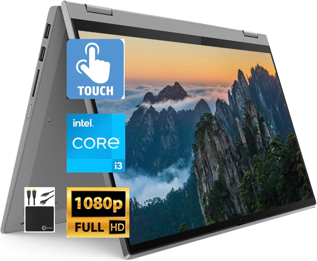 14" FHD Touchscreen 2-in-1 Laptop Computer, Intel i3-1115G4, 4GB RAM, 256GB SSD, Platinum Gray, Win 11 N3329
