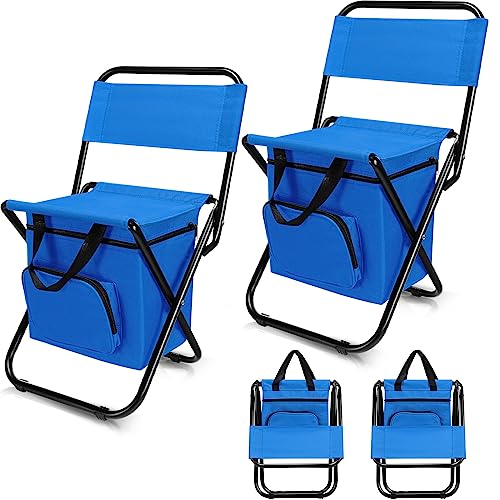 2 Pcs Foldable Fishing Chair with Cooler Bag P5375
