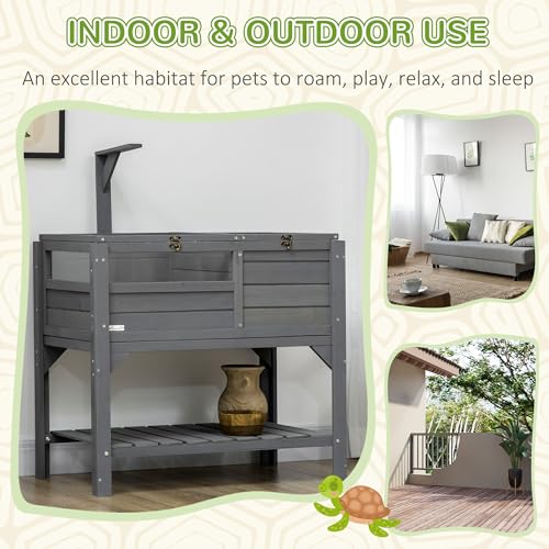 Gray Tortoise Enclosure with Shelf Storage U433612