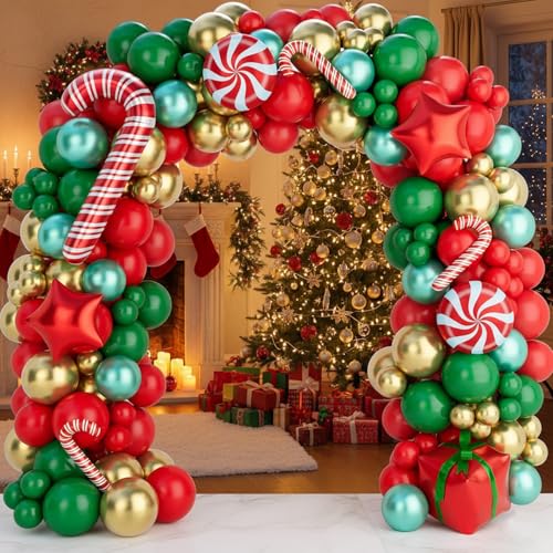 149PCS Red Green Gold Balloon Garland Arch Kit T100252