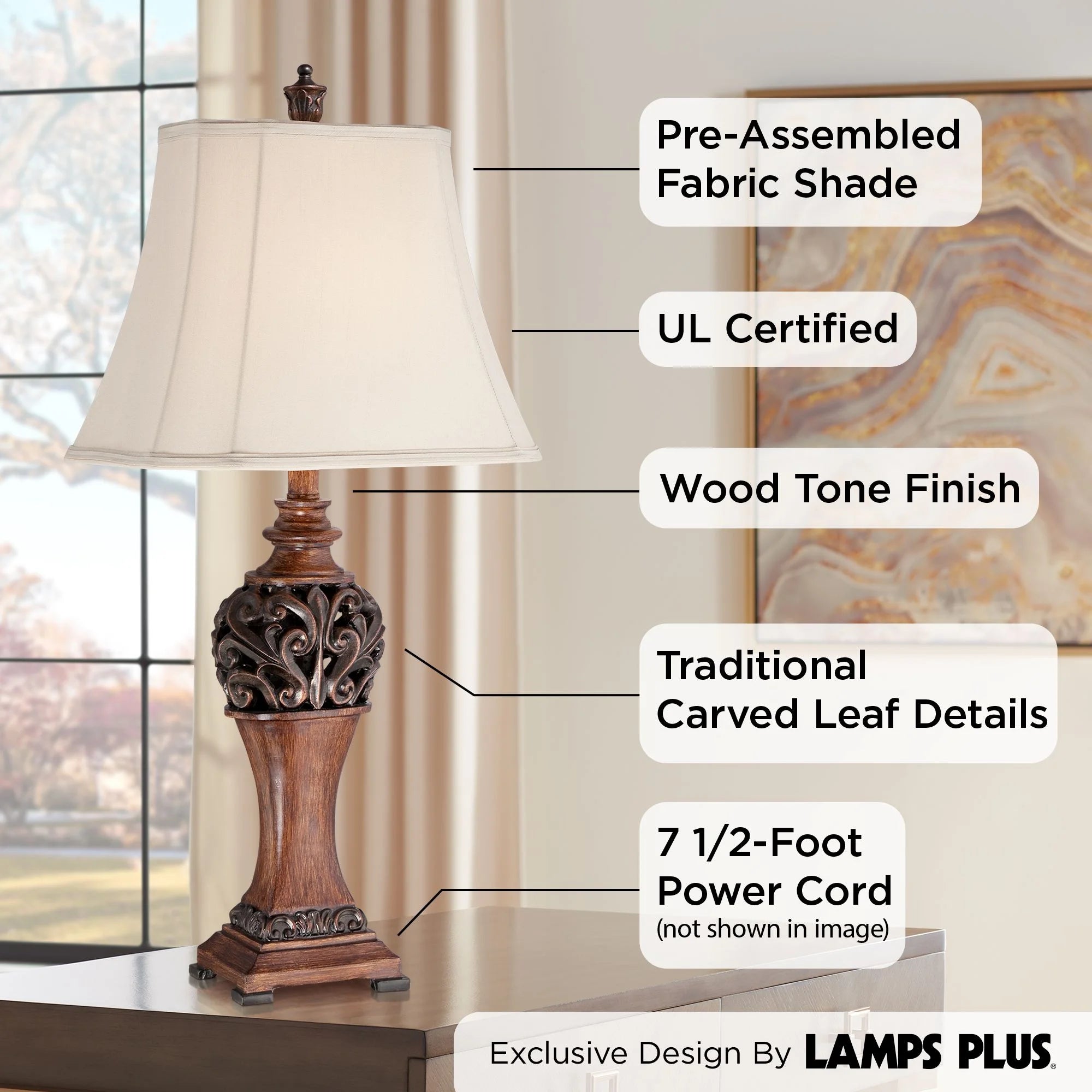 Set of 2 Bronze Cream Table Lamps R903