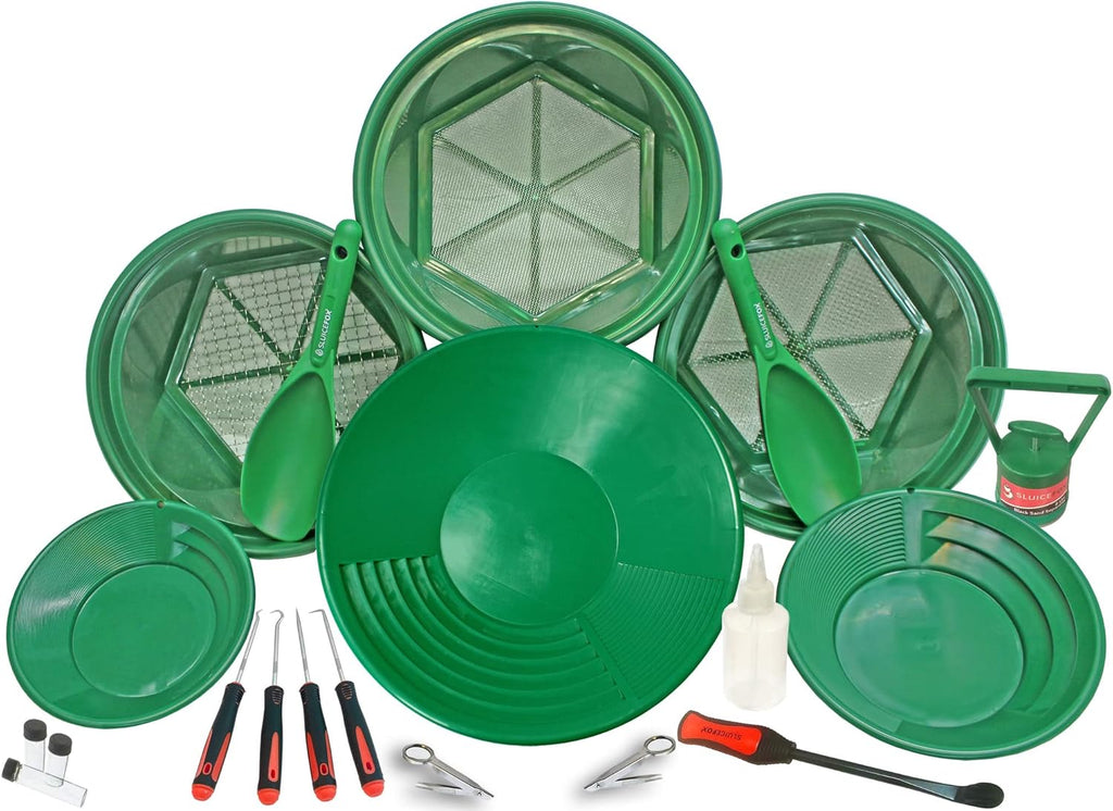 Gold Panning Kit with Classifiers, Pans, Tweezers, Vials I68352