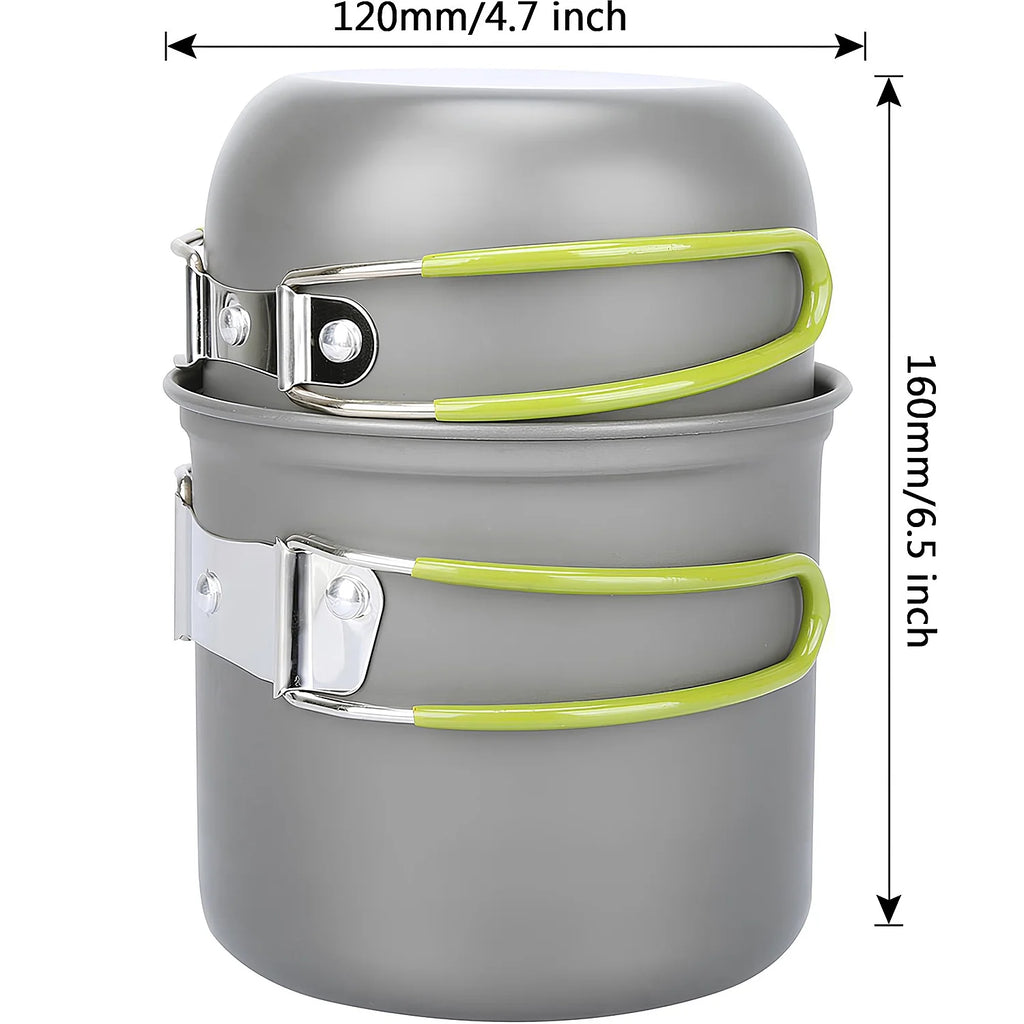 Compact Non-Stick Stainless Steel Camping Cookware Set Q337