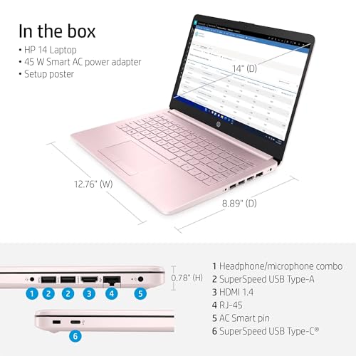 14" HD Laptop Intel Quad-Core Processor 16GB RAM 576GB Storage Black Windows 11 Q550965