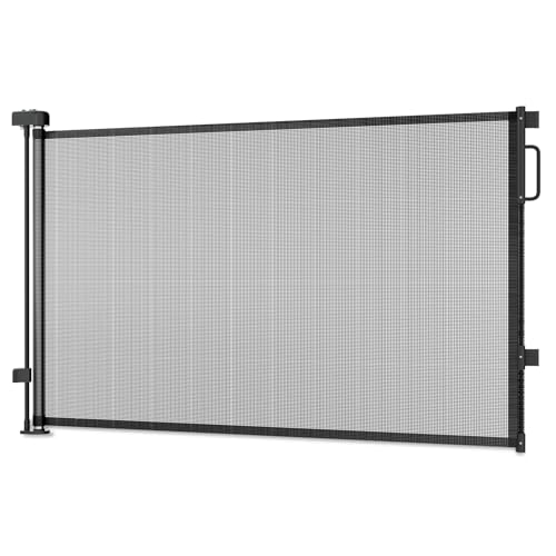White Retractable Mesh Gate, 4"-64" Wide, 34" Tall T42239