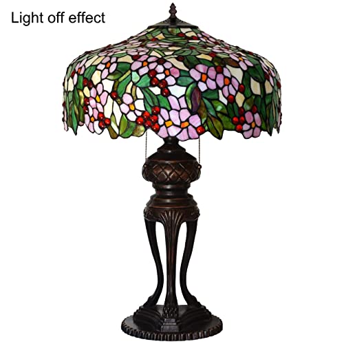 Peach Stained Glass 3-Light Table Lamp R1772