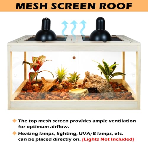 34 Gallon Reptile Terrarium Tank with Metal Mesh Roof Door H2560