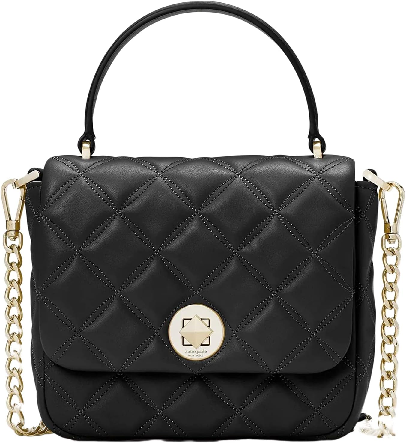 Quilted Leather Square Crossbody (Black) R2395