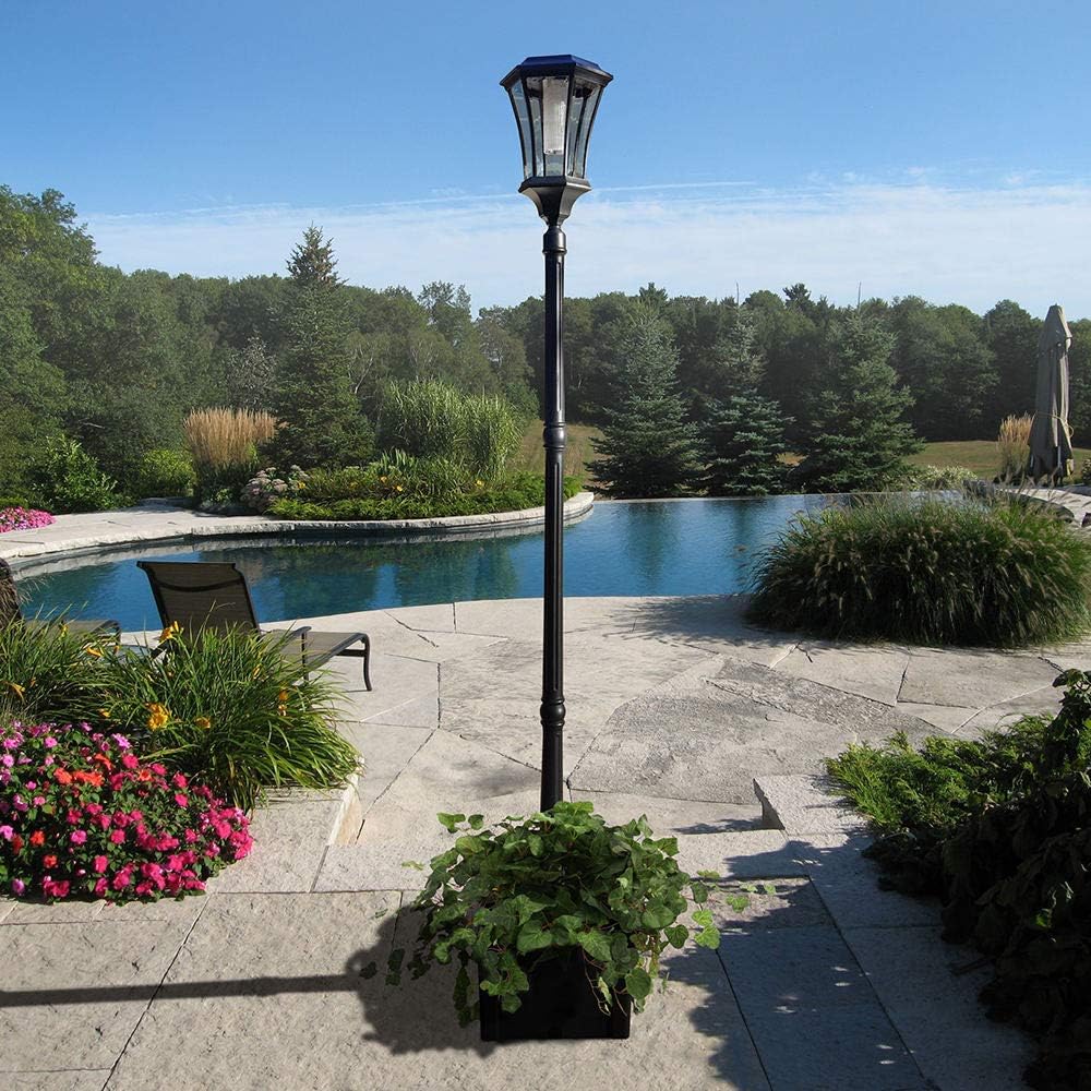Black Solar Lamp Post with Planter Y374