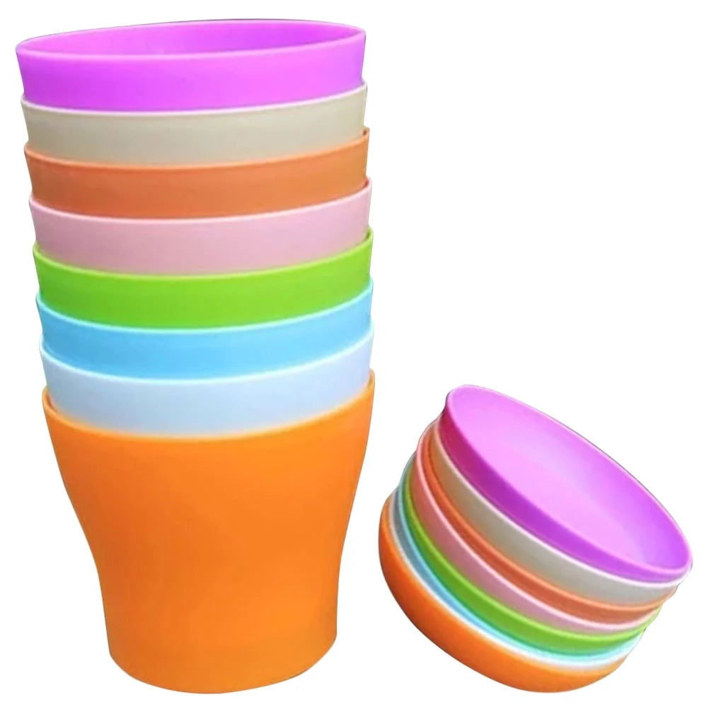 8pcs Plastic Round Flower Pot with Tray F185740