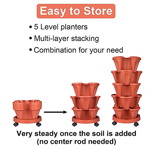 7 Tier Stackable Planters with Removable Wheels J6046