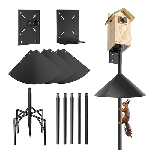 77 Inch Rust-Proof Metal Bird Feeder Pole with 5-Prong Base and 2 Plates S9949