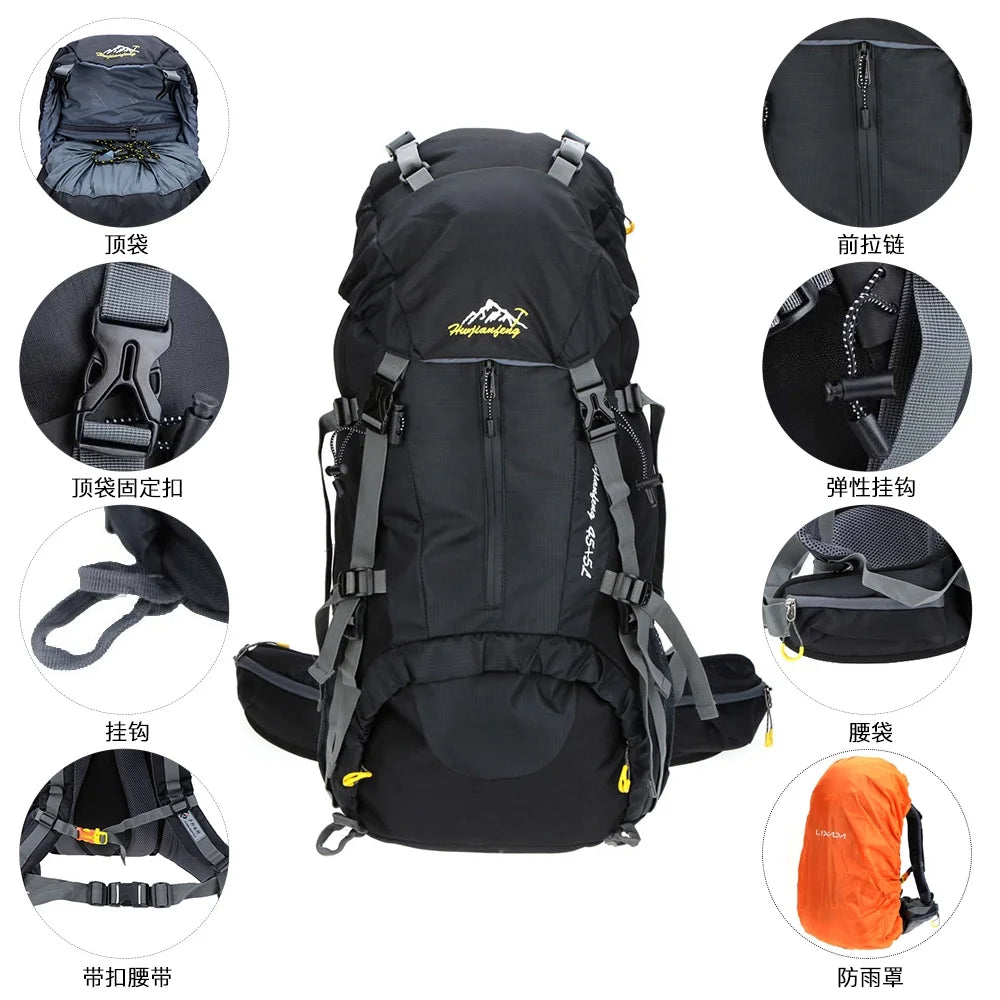 50L Waterproof Outdoor Hiking Backpack with Rain Cover J28813