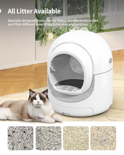 Self-Cleaning Automatic Cat Litter Box, 85L, White&Grey N2431