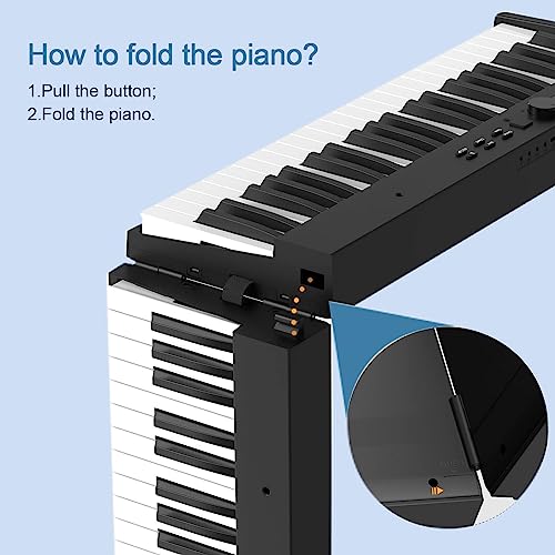 White 88 Key Folding Electric Piano with Bluetooth MIDI D498