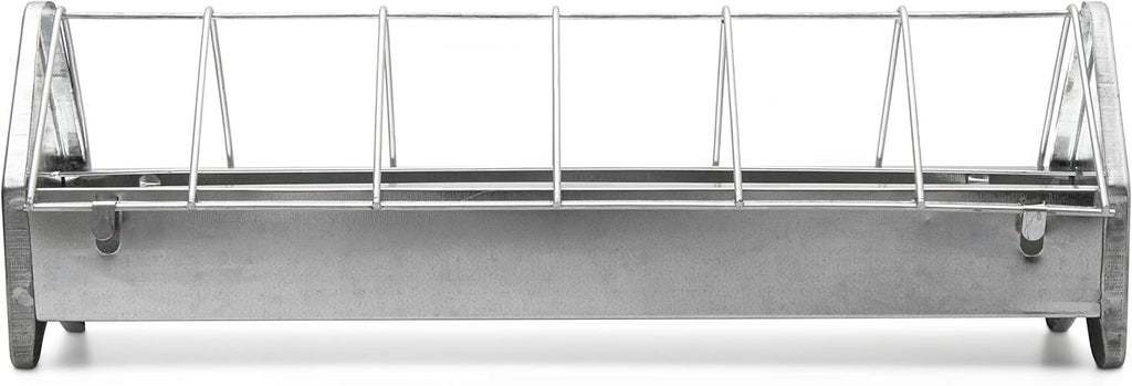 15" Galvanized Metal Poultry Feed Tray with Removable Anti Roosting Guard S977413