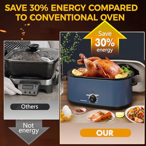 Silver Stainless Steel Electric Roaster Oven with Removable Pan and Rack T6966