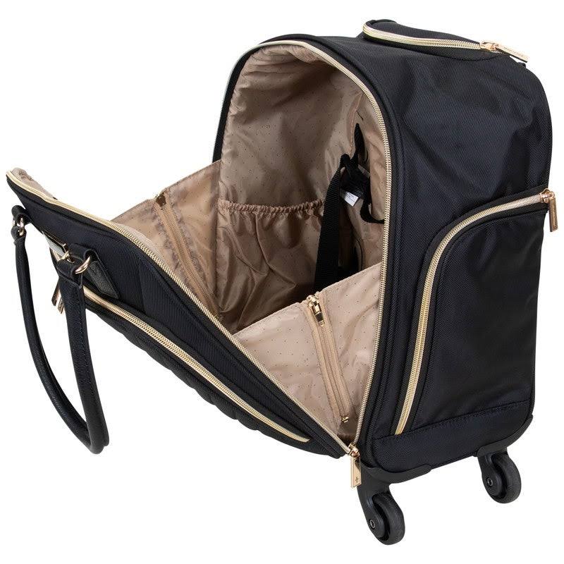 Olive Chevron Quilted 4-Wheel Spinner Carry-On Suitcase M708306
