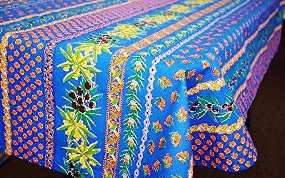 Blue Coated Cotton Tablecloth 60 Inches x 84 Inches M6549