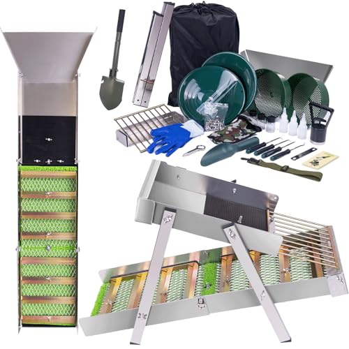 3 in 1 Gold Panning Kit, 50" Folding Gold Sluice Box, 34pcs E35724