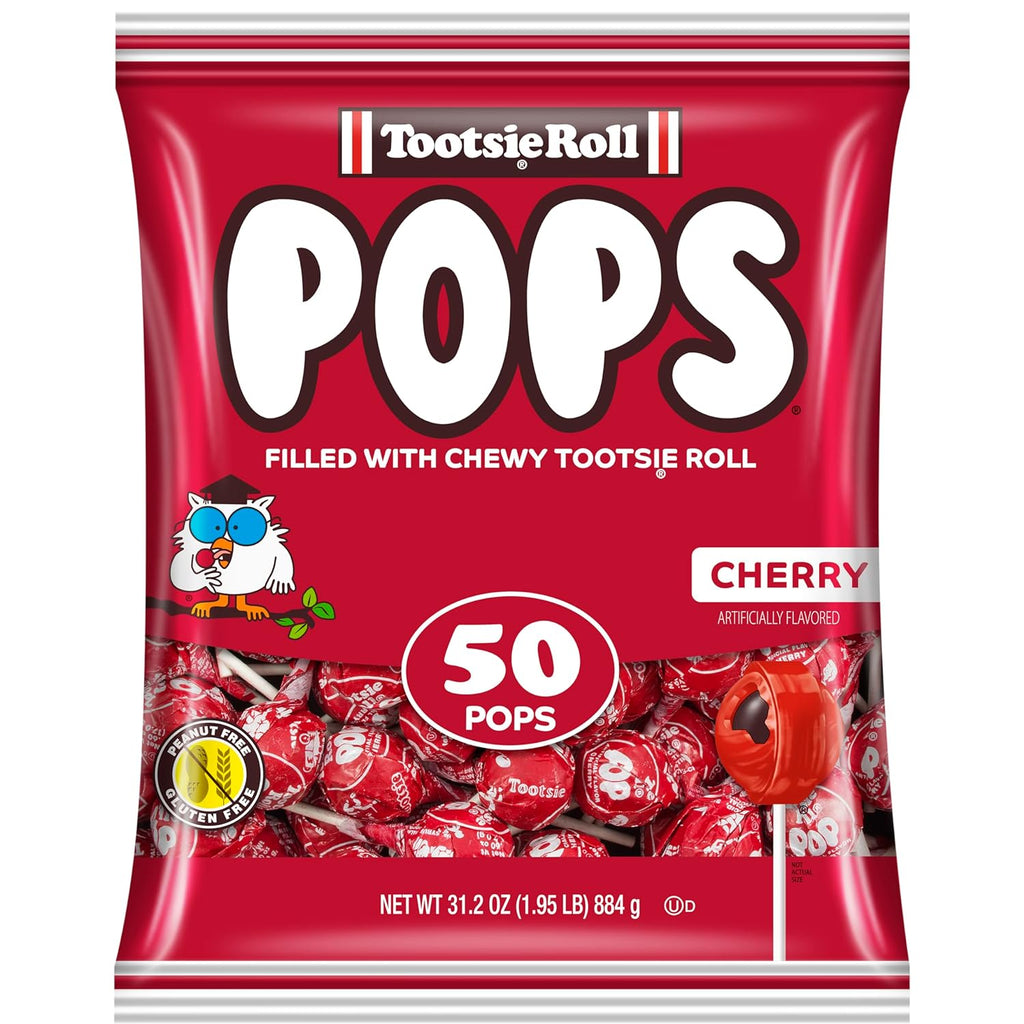 Cherry Flavored Lollipops with Chocolatey Center, Individually Wrapped Hard Candy, 50 Count C144