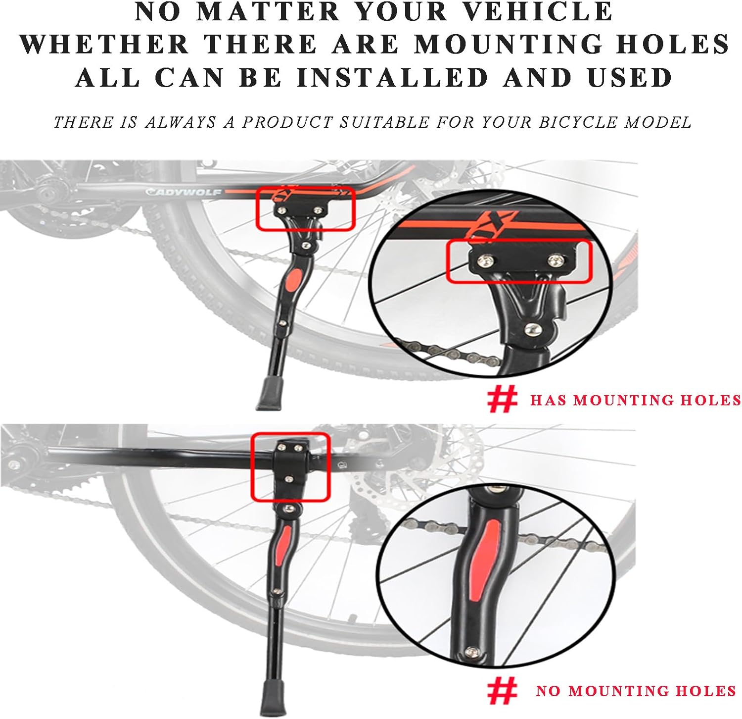 Adjustable Bike Kickstand for 22''-27.5'' Inch High Carbon Steel Bikes S610179