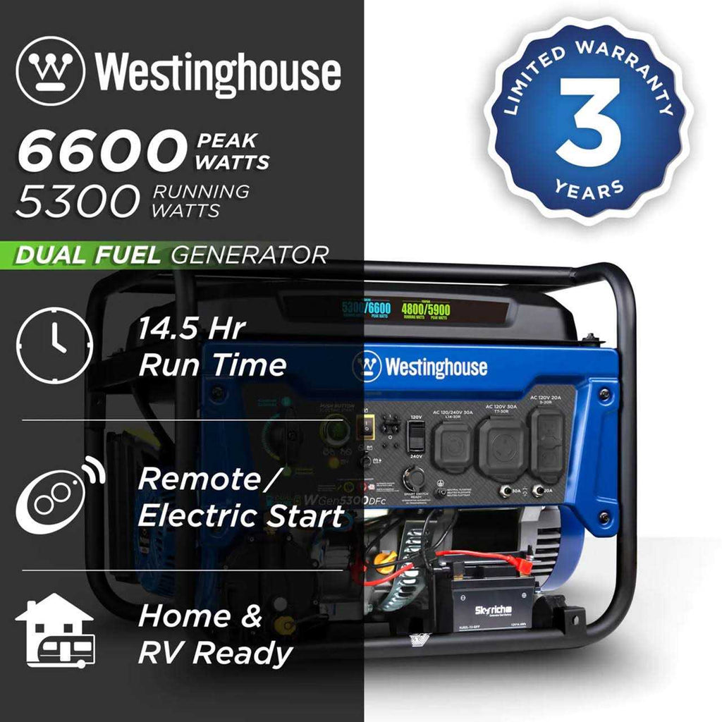 6600 Watt Dual Fuel Portable Generator Y95961